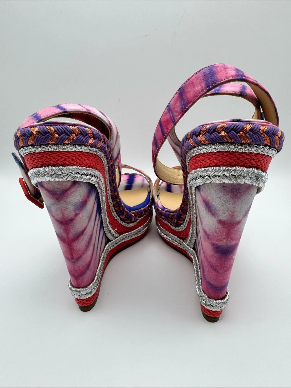 Christian Louboutin Cataclou Duplice Bambola Print Espadrille Wedges 37